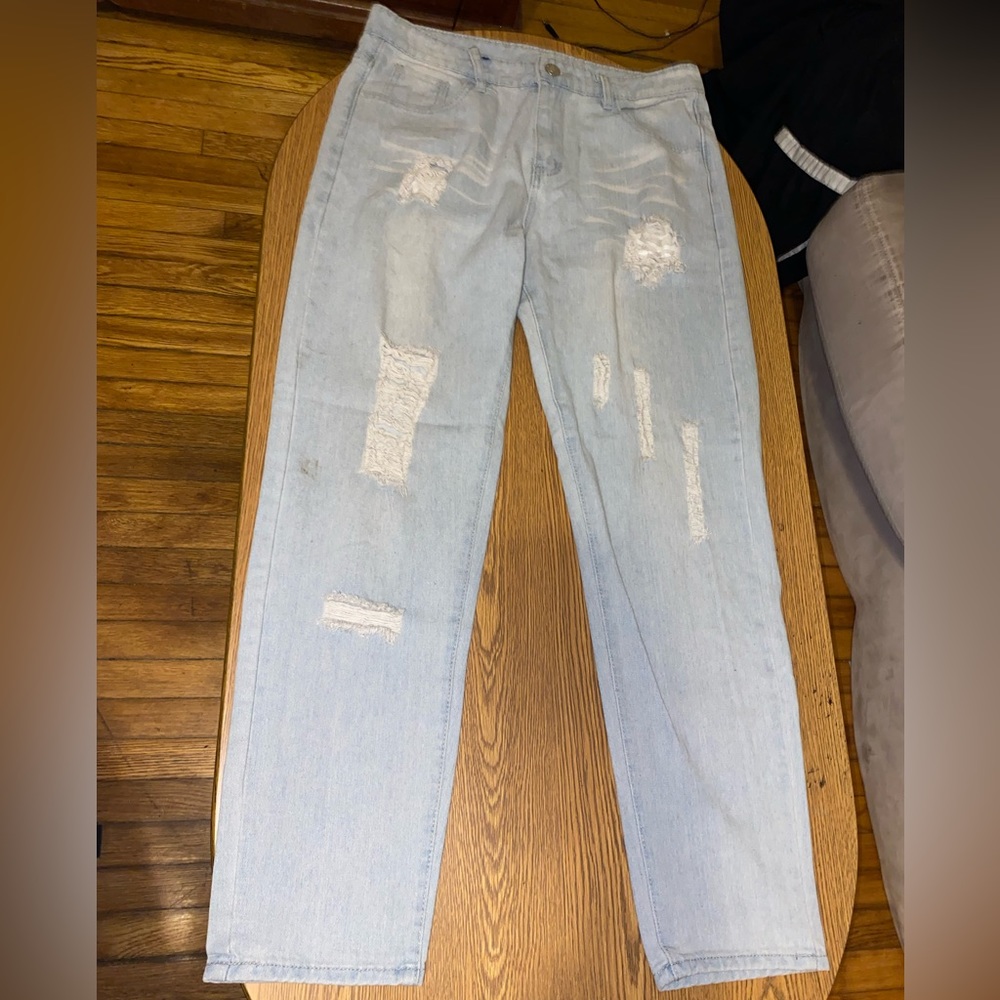 Blue straight ankle jeans